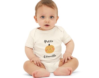 Body de bebé Petite Citrouille: Diseño de calabaza francesa