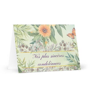 Nos plus sincères condoléances sympathy card, for loss of friend, family, loved one, carte de voeux, French greeting card, watercolor garden