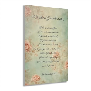 My dear grandmother (Ma Chere Grand-Mere) French Acrylic Print, gift for grandma, Grandparents, Cadeau pour grand-mere, poeme pour cadeau