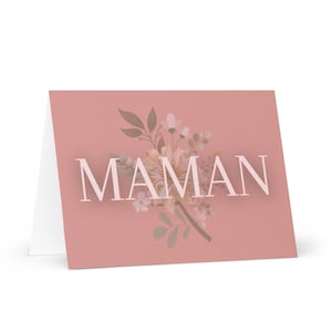 Maman Greeting card, Anniversaire carte de vœux pour mères, birthday card for Mom, French floral pink bouquet feminine gift ideas, français
