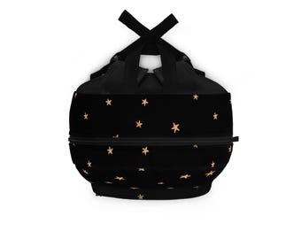 Starry Night Backpack, Celestial Black Gold Bag, Galaxy  display picture 2