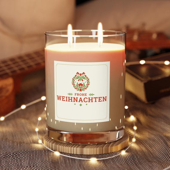 Duftkerze - Vollglas, 11 Unzen, Frohe Weihnachten Kerze, Weihnachtsgeschenk, Feiertags Dekor, festlicher Raumduft, Adventskerze,