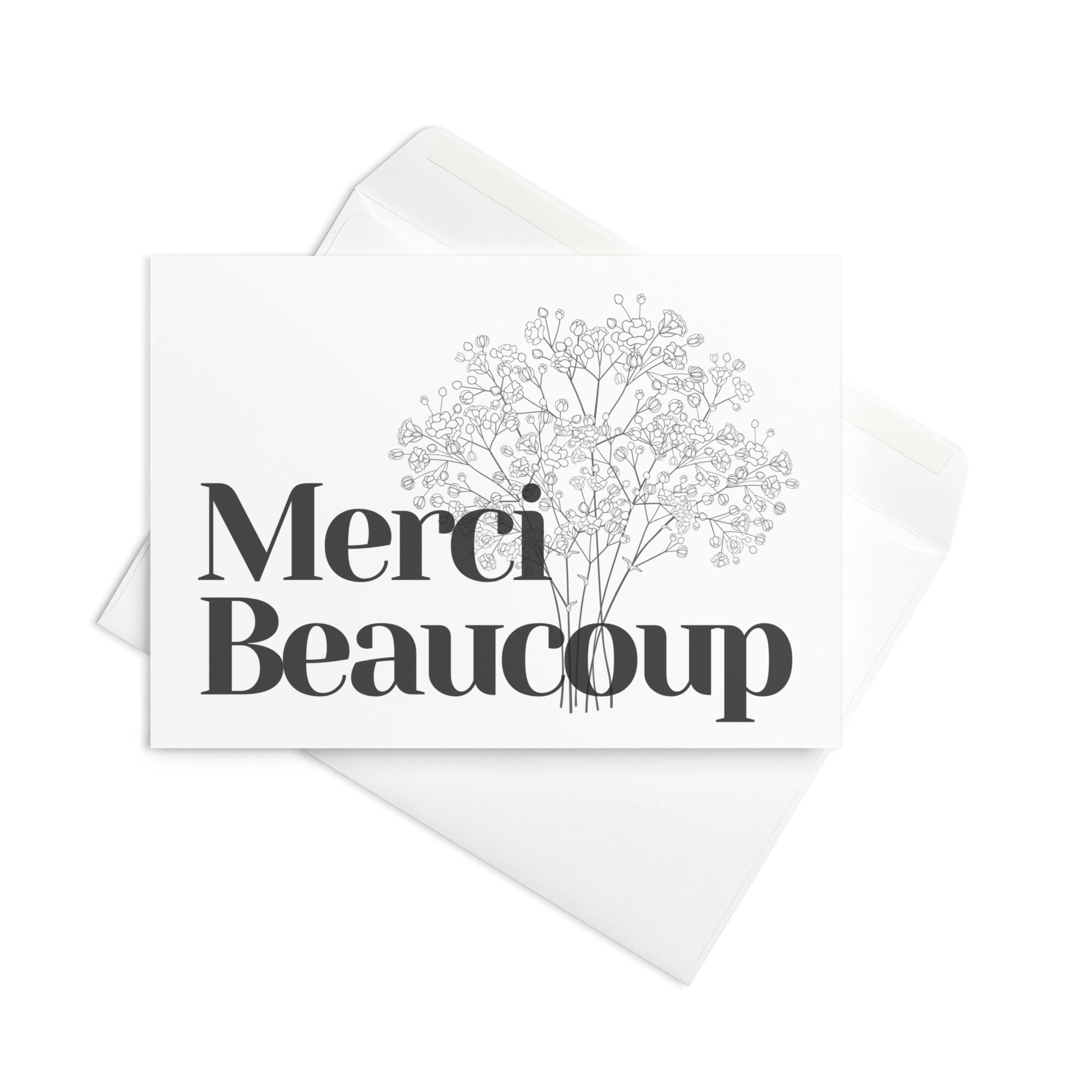 Merci Beaucoup グリーティングカード：ミニマリストなフランス語の 