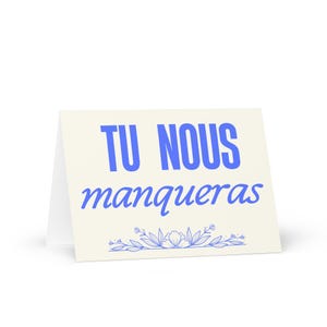 Tu nous manqueras Grußkarte, Französische Abschiedsgeschenke für Kollegen, Papeterie zum Ruhestand en français, minimalistische Abschiedskarte für Geschenke