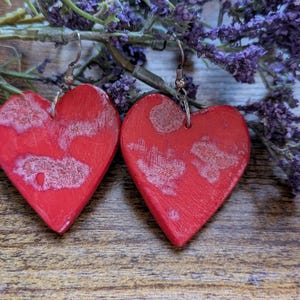 Handmade Red Sparkle Heart Earrings: Polymer Clay Jewelry