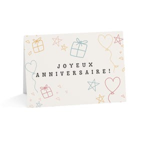 Francuskie kartki urodzinowe - Joyeux Anniversaire Design, prezent dla osoby mówiącej po francusku, kartka na rocznicę, prezenty urodzinowe dla nauczycieli języka francuskiego