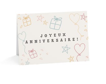 Französische Grußkarten zum Geburtstag - Joyeux Anniversaire Design, Französischsprachiges Geschenk, Karte für Jubiläum, Französischer Lehrer Geburtstagsgeschenke
