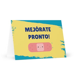 Melhore logo, cartão de felicitações em espanhol, papelaria para melhorar para falantes de espanhol, cartão de recuperação, cartões de hospital