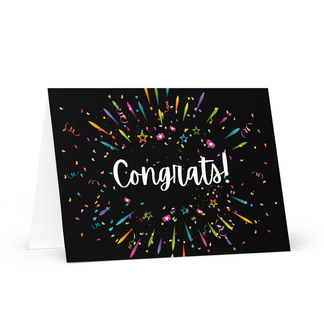 Congrats Greeting Card, Fireworks Card for Celebrations, Confetti Card ...