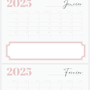 2025 French Monthly Calendar: Printable PDF (11&quot; x 8.5&quot;)