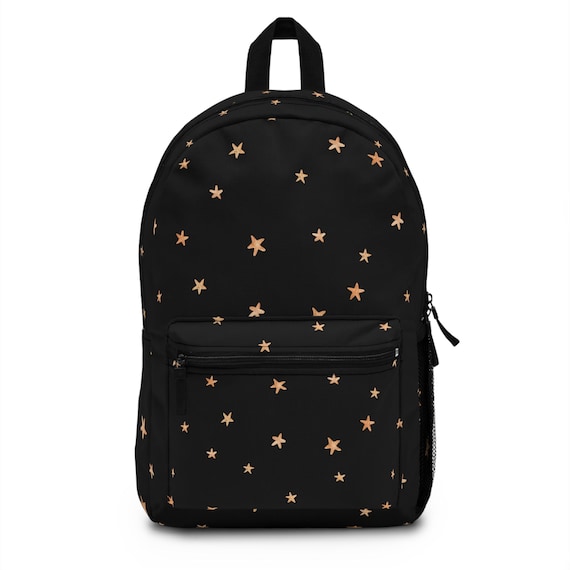 astral traveler backpack Starry Night Backpack, Celestial Black Gold Bag, Galaxy Print Rucksack,  Astral School Travel Knapsack, Dark Night Sky Bookbag, Cosmic Starry
