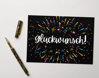 German Greeting card, celebration for German speakers, college graduate cards, Grußkarten, engagements, Verlobung, for German language gifts