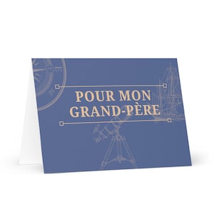 Pour mon grand-père Grußkarte, Opa Geburtstagskarte für Französischsprachige, elegantes maskulines Design, Großeltern Geschenkideen, Entdecker