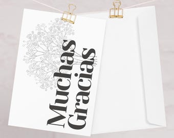 Tarjeta Muchas Gracias: Elegante nota de agradecimiento en español