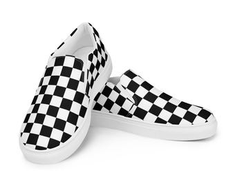 Karierte Canvas Slip-On-Schuhe für Herren: Modernes Design Schuhe