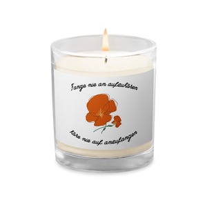 Motivational German Quote Soy Candle: Unscented Glass Jar, Office Decor Gift