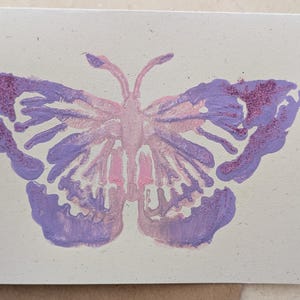 Hand Painted Butterfly Card: Pink & Purple Sparkles, Birthday Card