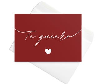 Te quiero Greeting card, Valentine's Day card para Día de San Valentín, romance stationery for Spanish speaker, I love you card for husband