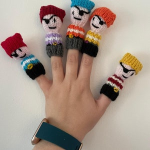 Knitted Pirate Finger Puppets set of 5