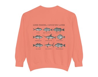 Gone Fishing Unisex Garment-Dyed Crewneck