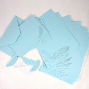 Juego de papelería para escribir con plumas azules y grises, más de 15 piezas