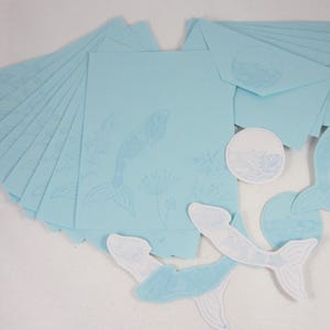 Papel de carta Under The Sea Blue Mermaid Conjunto de papelaria 15+ peças