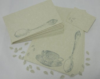 Silver Tea Time Parchment Stationary Writing Set