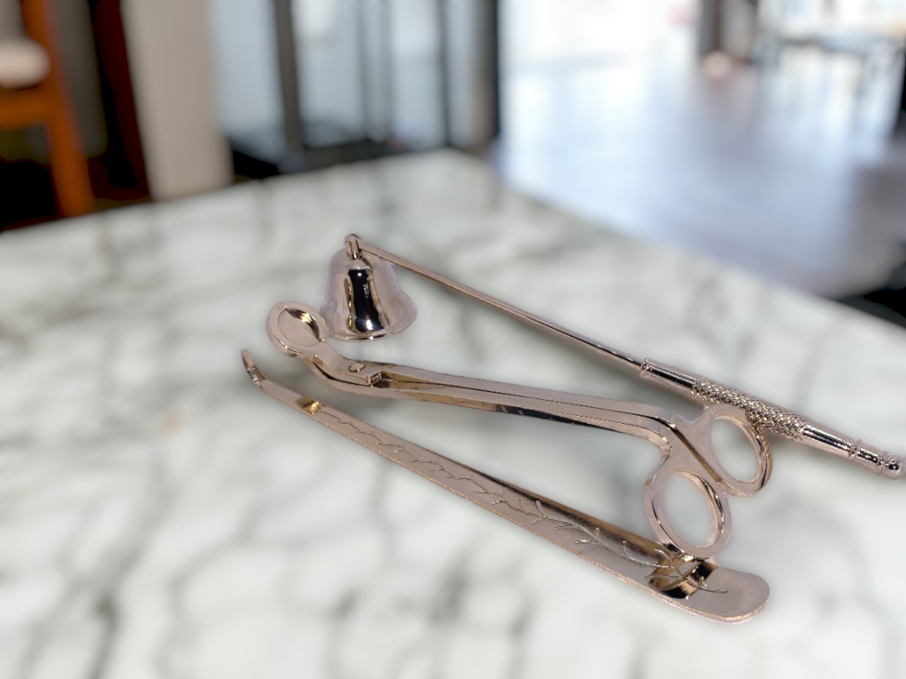 3piece Set / Gold Wick Trimmer / Gold Snuffer / Stainless Steel