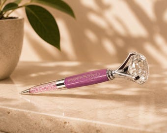 Diamond Pen | Lavender Crystal Ballpoint Pen | Black Ink | Luxury Gift Pen