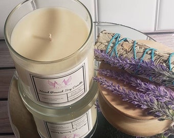Lavender & Sage/ Lavender Candle/Stress Relief Candle/ Spring Decorative Candle/Relaxing Spa Candle/ 8 oz. Candle/Hand Poured/ Dye Free