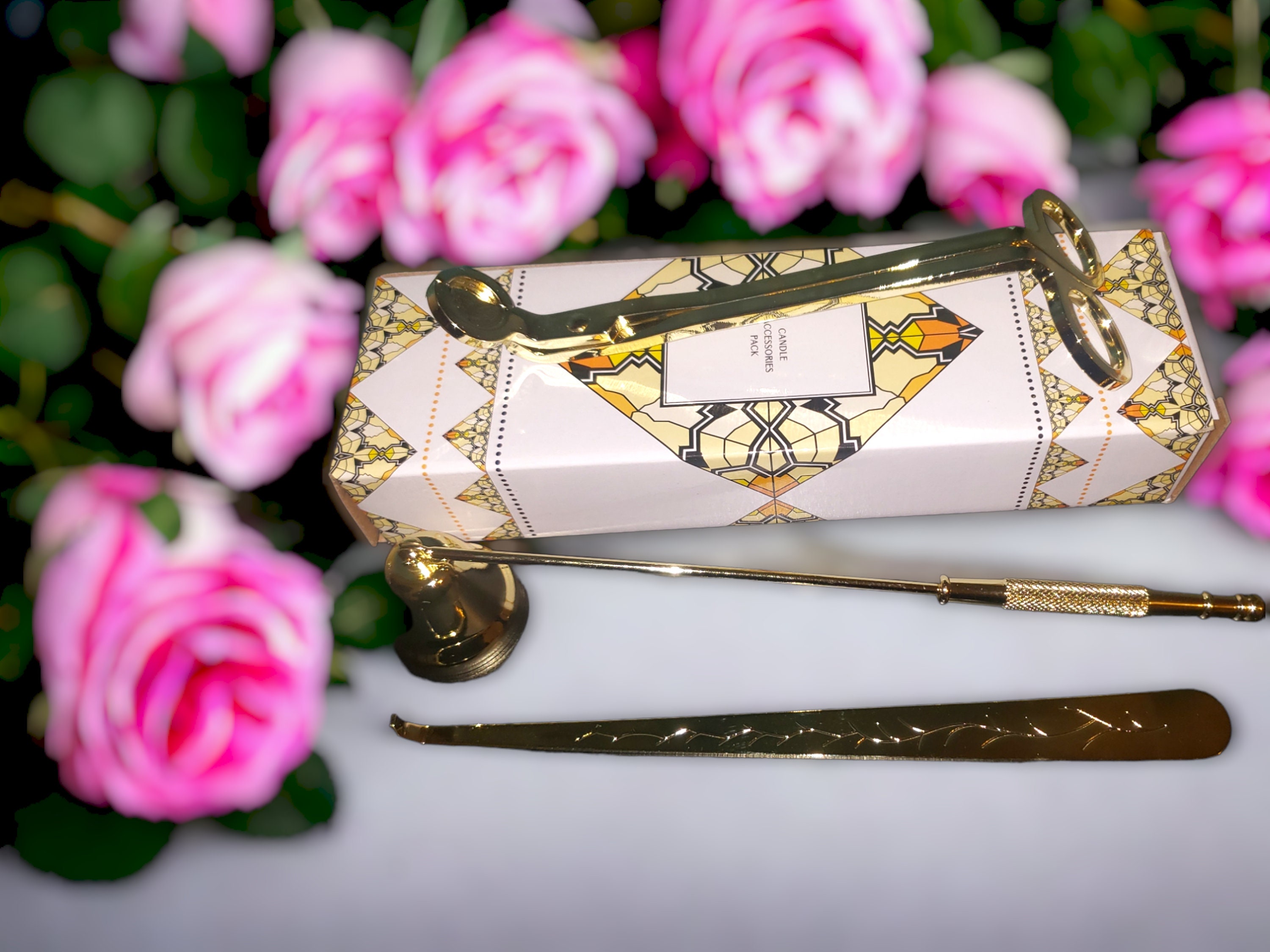 3piece Set / Gold Wick Trimmer / Gold Snuffer / Stainless Steel