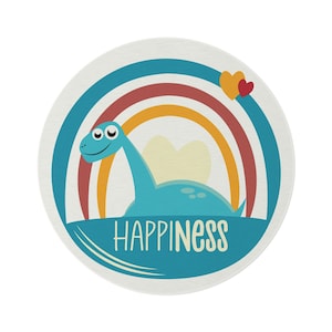 Happiness Loch Ness monster Nursery Round Rug, Loch Ness monster Nursery Round Rug, Loch Ness monster Round Rug