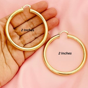 18K Large Gold Hoops, Gold Hoop Earrings Large Big Hoop Earring 2", Huggie Hoop Oversize Earring 2 inch Hoop Gold Earrings, Big Round Large