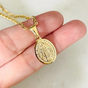Jungfrau Maria Halskette Goldkette Halsketten für Frauen Münze Halskette, Gold Jungfrau Maria Halskette, Guadalupe Halskette, Wundertätige Medaille