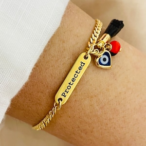 Azabacharmband, boze oog-armband, natuurlijke jethand, Figa-handarmband, beschermingssieraden, gepersonaliseerde armband,