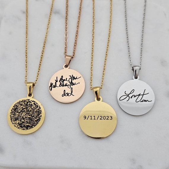 Engraved Fingerprint Necklace: Custom Memorial Jewelry