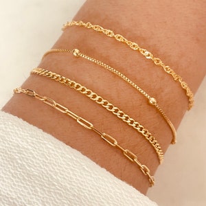 Minimalist Bracelet Chain, Dainty Everyday Jewelry, Personalized  Stack Bracelet Set, Hypoallergenic Layering Bracelet, Gold Bracelet Gift
