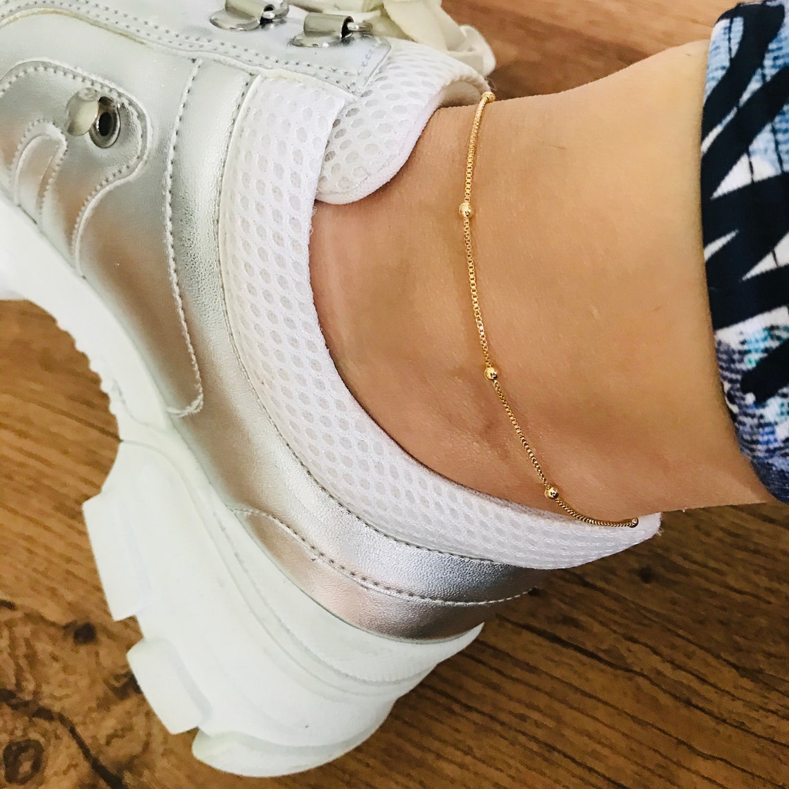 Gold Anklet for Women 18K Gold Filled Anklet Gold Beaded Etsy