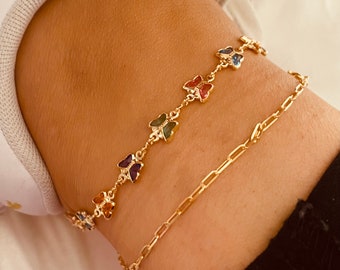 Gold Filled Butterfly Anklet: Gemstone Chain, Personalized Custom Anklet