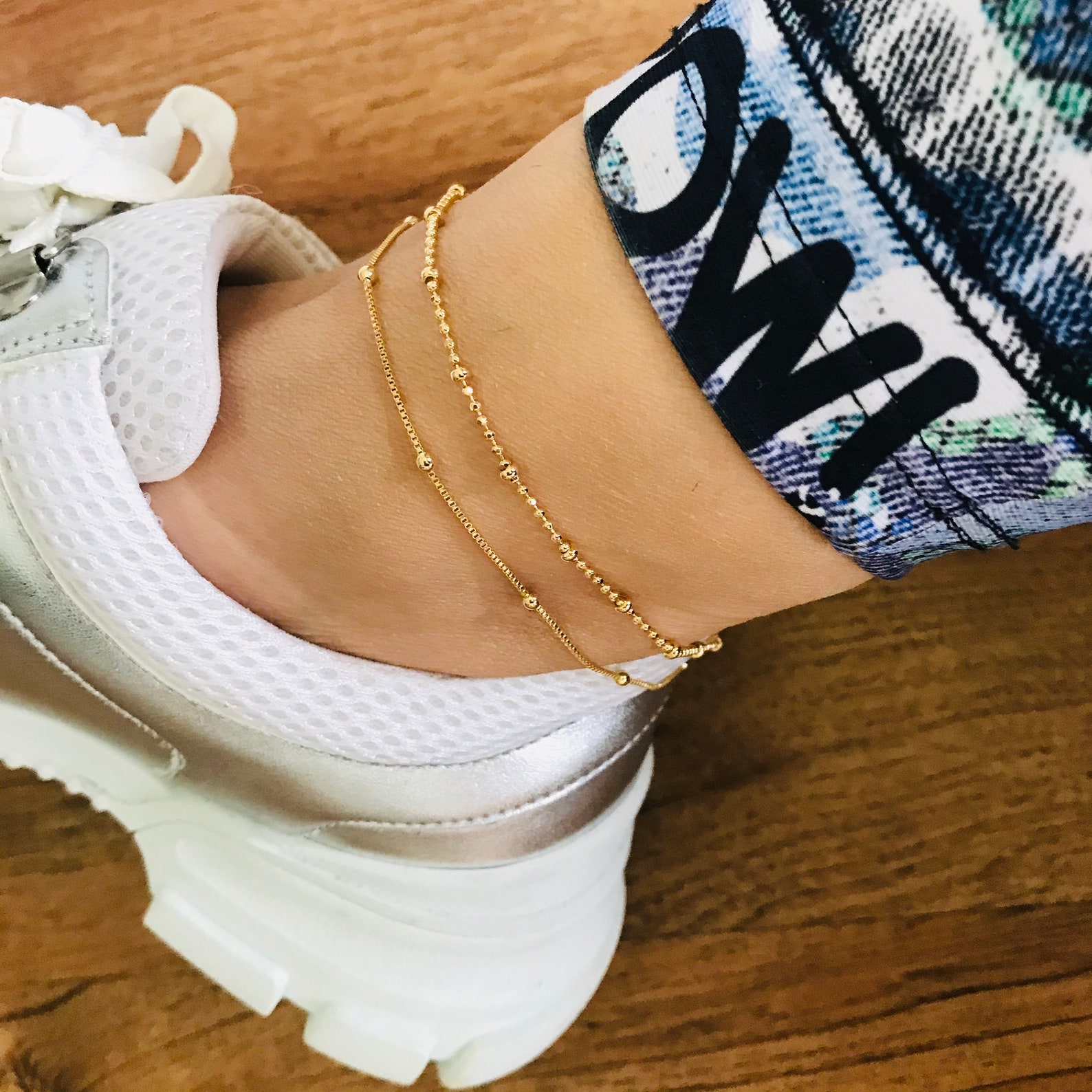 Gold Anklet for Women 18K Gold Filled Anklet Gold Beaded Etsy