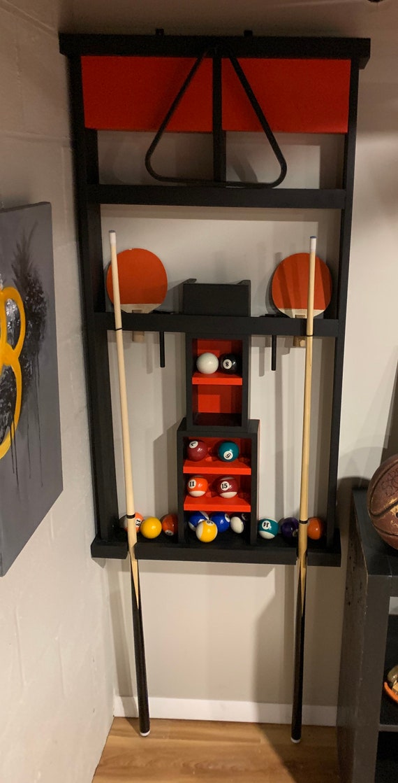 Pool Cue Rack & Ping Pong Accessories Holder 48 inches x 24 Etsy