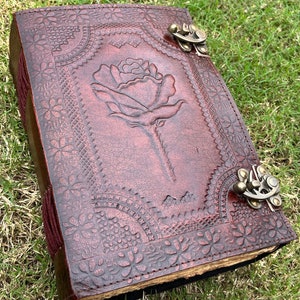 Rose Leather Journal Embossed Flower Diary Notebook Sketchbook Travel Log Diary Best For Writers Poetry Book 7X10 Deckle Edge 600 pages