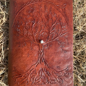 Baum Des Lebens Mond Stein Geprägtes Handgefertigtes Leder Journal Gebunden Notizbuch Büro Tagebuch College Buch Skizzenbuch Blank Buch Lettering Journal6X9