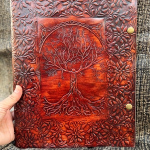 Tree Of Life Embossed Handmade Leather Journal Bound Notebook Office Diary College Book Small Sketchbook Blank Book Writing Journal10X13Inch