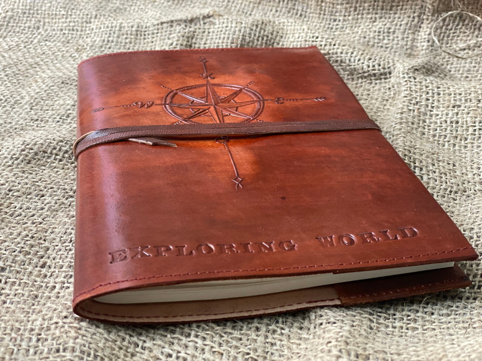 Compass Leather Journal Compass Saying Exploring World Etsy