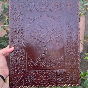 Classeur à 4 anneaux en cuir Arbre de vie Classeur en cuir fait main Classeur en cuir Classeur papier A4 Classeur en cuir Grimoire Couverture