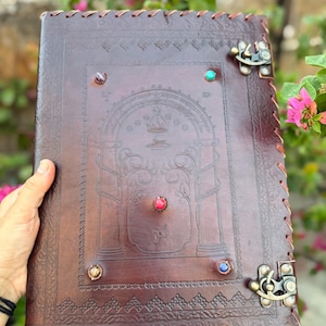 Doors of durin 5 stone 2/3/4 Leather Ring Binder Folder Handmade Leather Folder Leather Binder Paper Organiser A4 folder Leather Cover