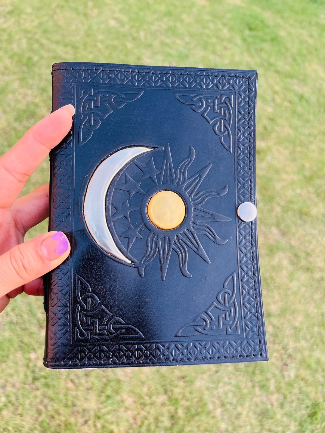 Handmade Leather Journal: Embossed Sun & Moon Deckle Edge Paper - Etsy
