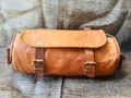 Handcrafted Leather Motorcycle Saddle Bag: Brown Bike Tool Pouch