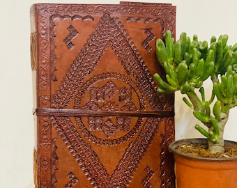 Handmade Antique Embossed Leather journal A5 Bound writing Notebook Leather Diary Best Valentines Gift For Him / Her